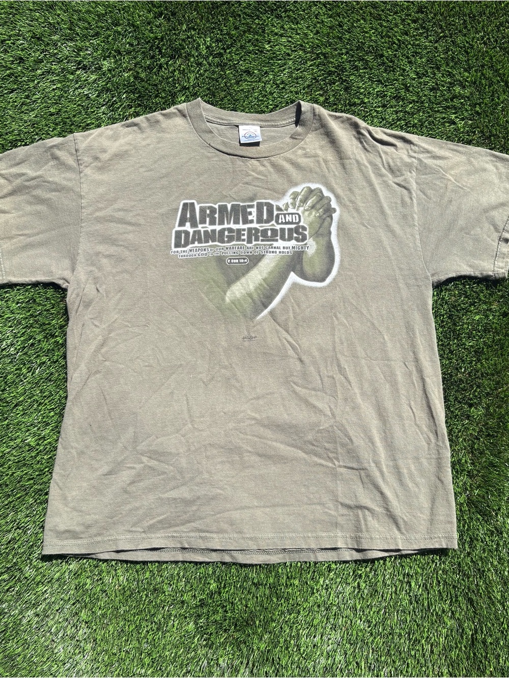 Y2K Vintage Armed and Dangerous Christian Jesus Shirt